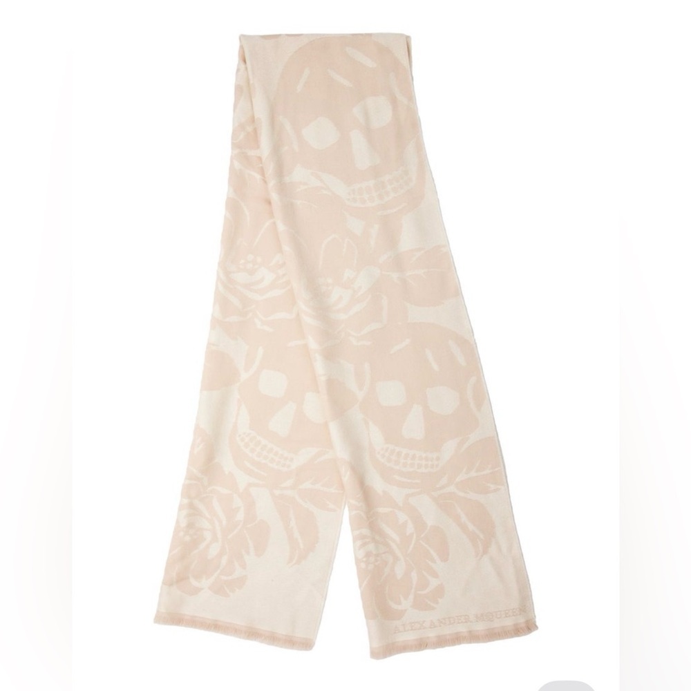 Alexander‎ McQueen Classic Skull Scarf 100% Wool Ivory 50x190 Made in Italy